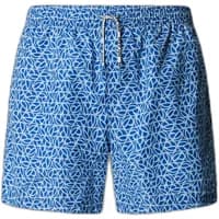 Blue and white geometric patterned women's swim shorts by Pepe Jeans with drawstring waistband.