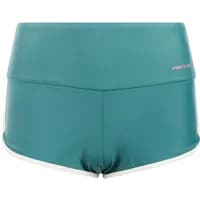 Teal women's swim shorts by Protest Namu with white trim and high waist design.