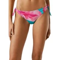 Pink and blue tie-dye women's swimsuit bottoms with side knots by Pepe Jeans.