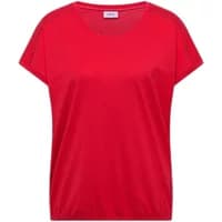Red women's T-shirt by Cecil with lace shoulder detail and short sleeves.