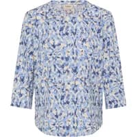 Women's T-shirt fransa Seen 8, blue and white floral pattern, three-quarter sleeves, round neckline.