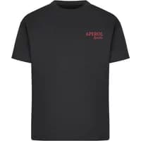 Black women's T-shirt by Merchcode with red "Aperol Spritz" logo on the chest.