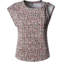 Women's T-shirt Pepe Jeans Nayara, multicolored abstract pattern, short sleeves, round neck, side knot detail.