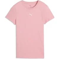 Pink Puma women's T-shirt with short sleeves and small white Puma logo on the chest.
