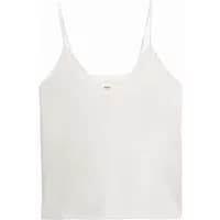 White women's tank top by Artlove Apoline, featuring thin spaghetti straps and a straight neckline.