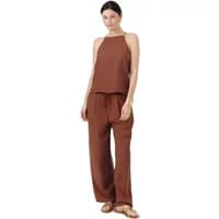 Brown Artlove Marena women's tank top, sleeveless with a loose fit and high neckline.