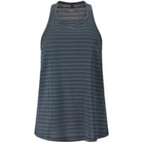 Gray and black striped women's tank top, loose fit, racerback design by Endurance Regier.