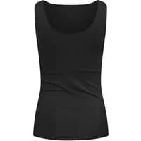 Black Ichi Gro women's tank top with scoop neckline and fitted design.