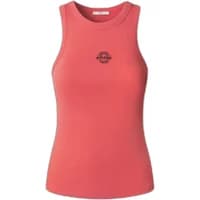Coral women's tank top by Pepe Jeans with round neck and small black logo on chest.
