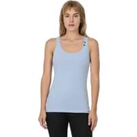 Light blue women's tank top Ragwear Flloukia Gots with scoop neck and button details on shoulder.
