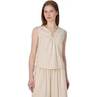 Cream Ragwear Metylda women's tank top with a keyhole neckline and pleated front detail.