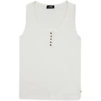 White women's tank top TBS Rommy with scoop neck and five small buttons down the front.