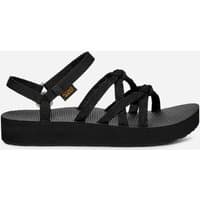 Women's black TEVA Midform Kena Slim Sandals, size 4, with strappy design and cushioned sole.