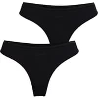 Black women's thong by Björn Borg, pack of two, seamless design with subtle logo on waistband.