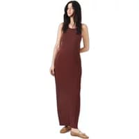 Sleeveless brown Artlove Cedrane women's tight dress with a scoop neckline and ankle-length hem.