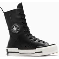 Black high-top Converse Chuck 70 Plus X-Hi trainers with white platform sole and star logo on the side.