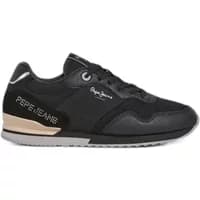 Black women's trainers by Pepe Jeans with white sole, logo detailing, and lace-up front.