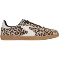 Leopard print Skechers Hotshot women's trainers with white accents and gum sole.