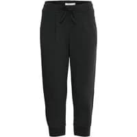 Black b.young BYPandina women's trousers with drawstring waist and cuffed ankles.