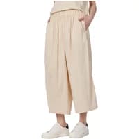 Beige Ragwear Romyna women's trousers, wide-leg, cropped length, elastic waistband, side pockets.