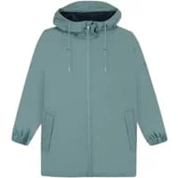 Teal women's waterproof jacket TBS Lucea with hood, elastic cuffs, and front pockets.