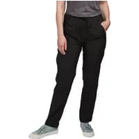 Black women's waterproof trousers by Dobsom Cologne, featuring drawstring waist and side pockets.