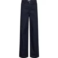 Women's wide-leg jeans by Nümph, dark blue denim, high-rise waist, full-length, classic five-pocket design.