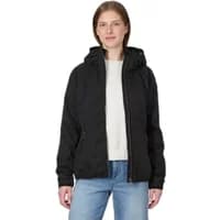 Black women's windbreaker Ragwear Dizzie with hood, front zipper, and side pockets.