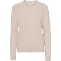 Ivory white women's wool round neck sweater, long sleeves, classic fit by Colorful Standard.