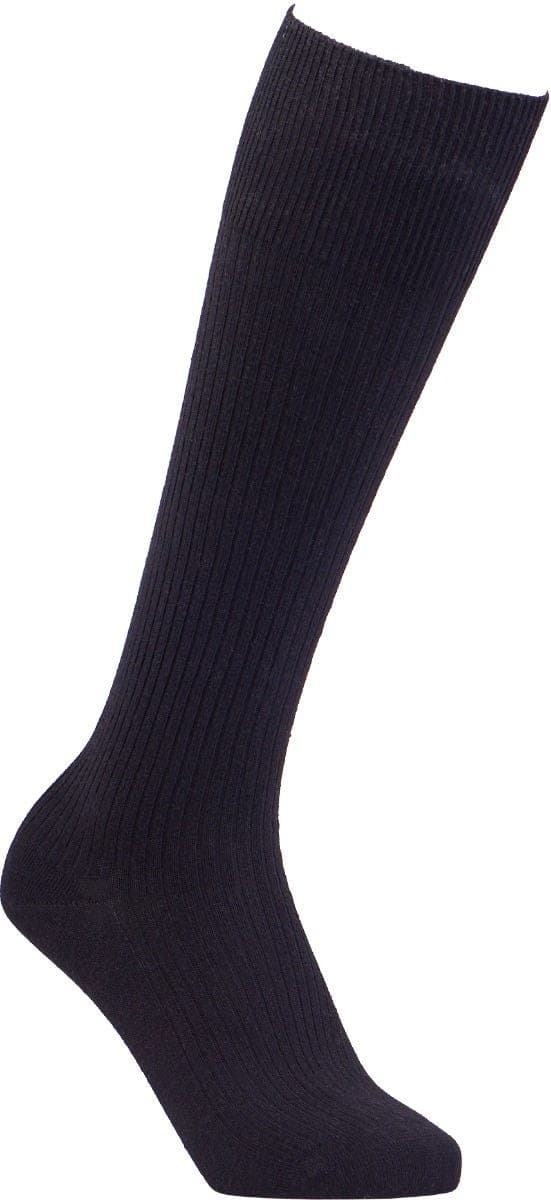 Cosyfeet knee-high socks in a rich navy color, made from cotton, featuring a seam-free design and ribbed texture for comfort and support.
