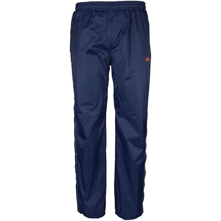 Dark navy rain trousers for men by Grays Hockey, featuring an elastic waistband and a lightweight, waterproof material for outdoor activities.