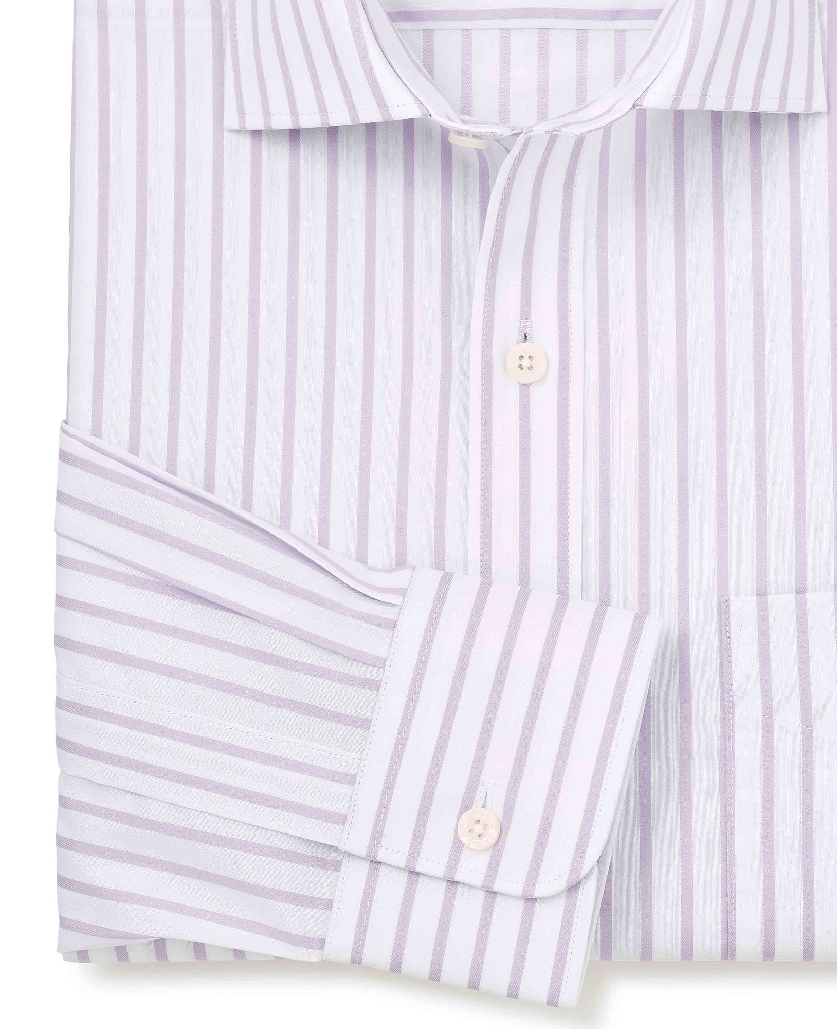 Men's Lilac Cotton Stripe Classic Fit Formal Shirt - Single Cuff - Size: 15.5" x Extra Long - 36" - Savile Row Company - image 5