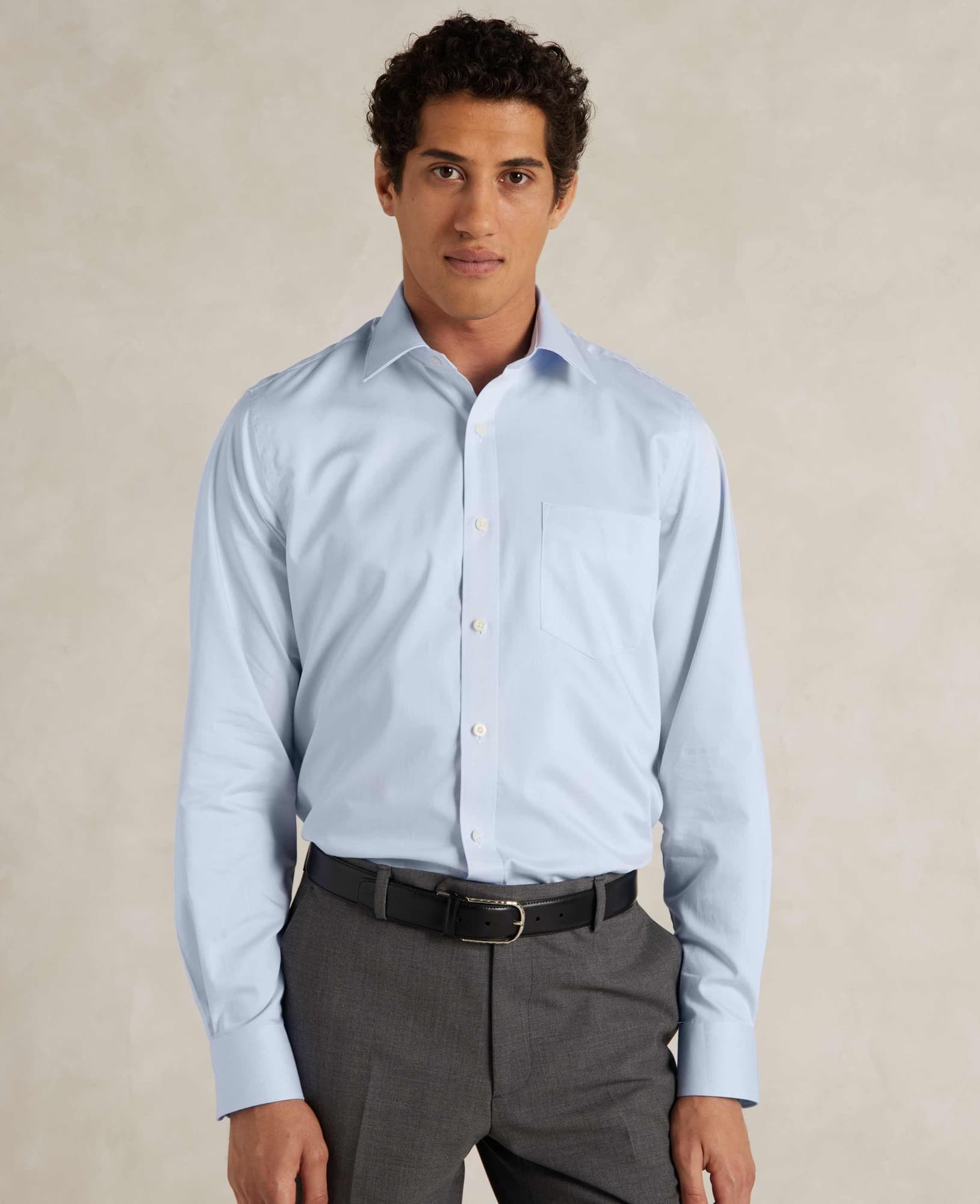 Men's Sky Blue Cotton Twill Classic Fit Shirt - Single or Double Cuff - Size: 18" x Standard - 36.5" - Savile Row Company - image 4