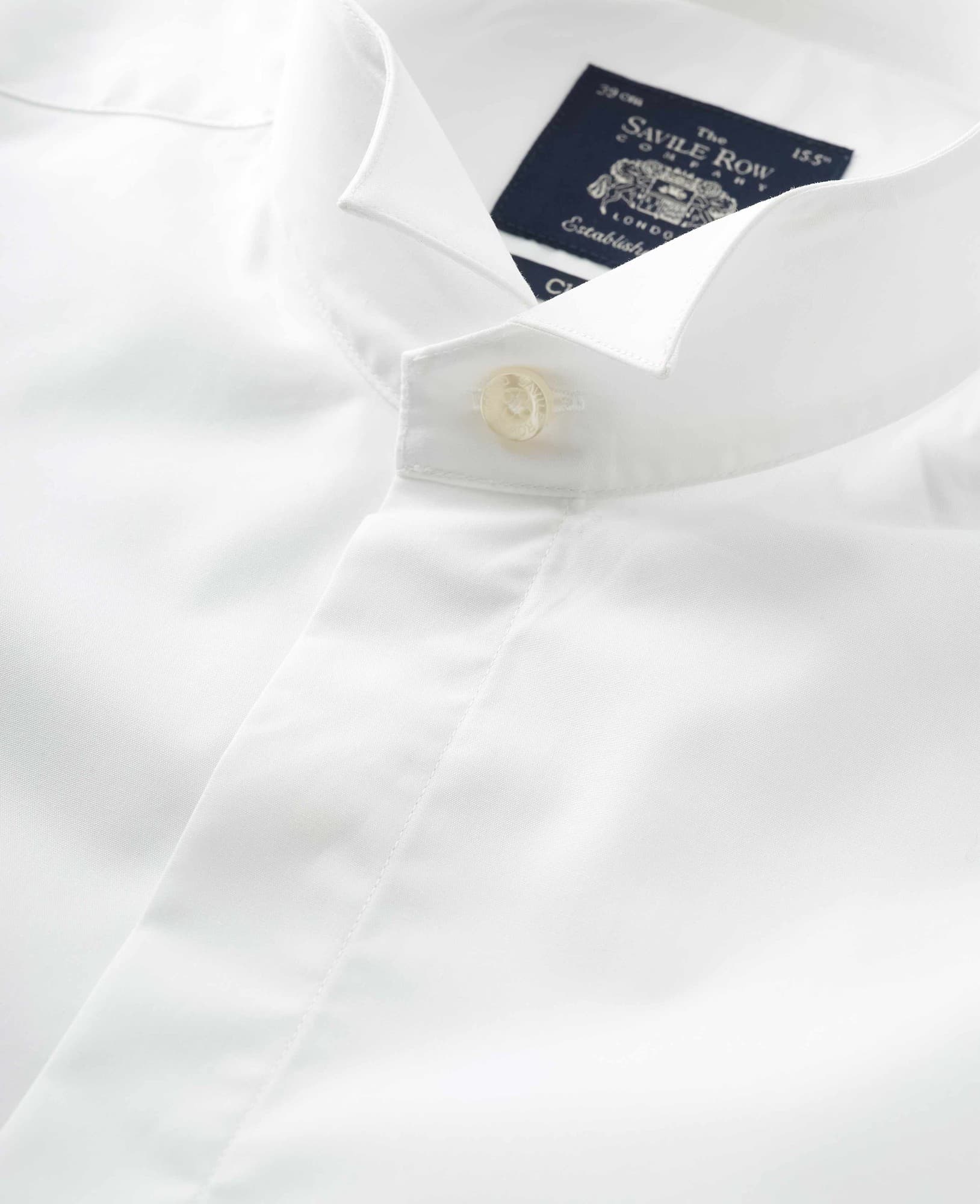Men's White Classic Fit Wing Collar Formal Shirt - Double Cuff - Size: 15" x Extra Long - 36" - Savile Row Company - image 4