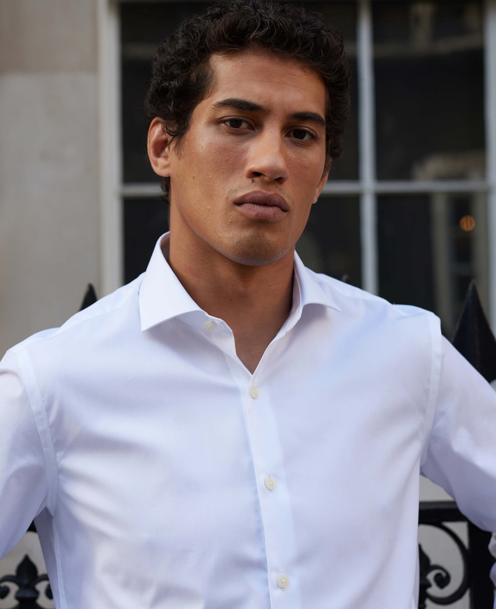 Men's White Poplin Extra Slim Fit Shirt - Single or Double Cuff - Size: 18" x Standard - 37" - Savile Row Company - image 2