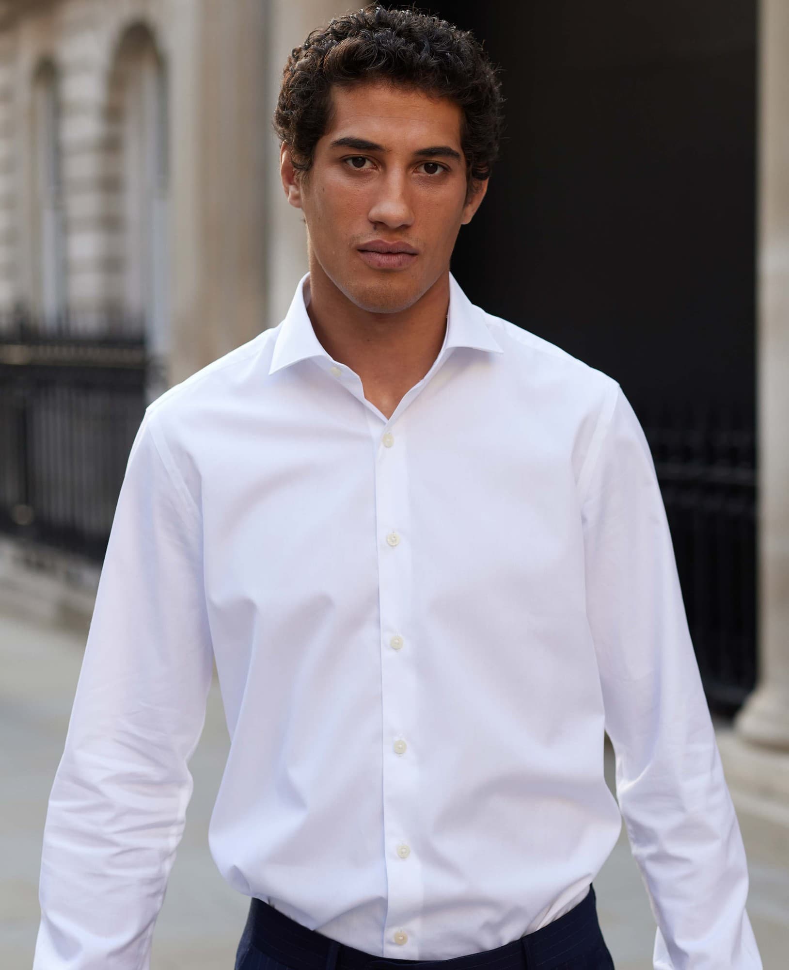 Men's White Poplin Extra Slim Fit Shirt - Single or Double Cuff - Size: 18" x Standard - 37" - Savile Row Company - image 4