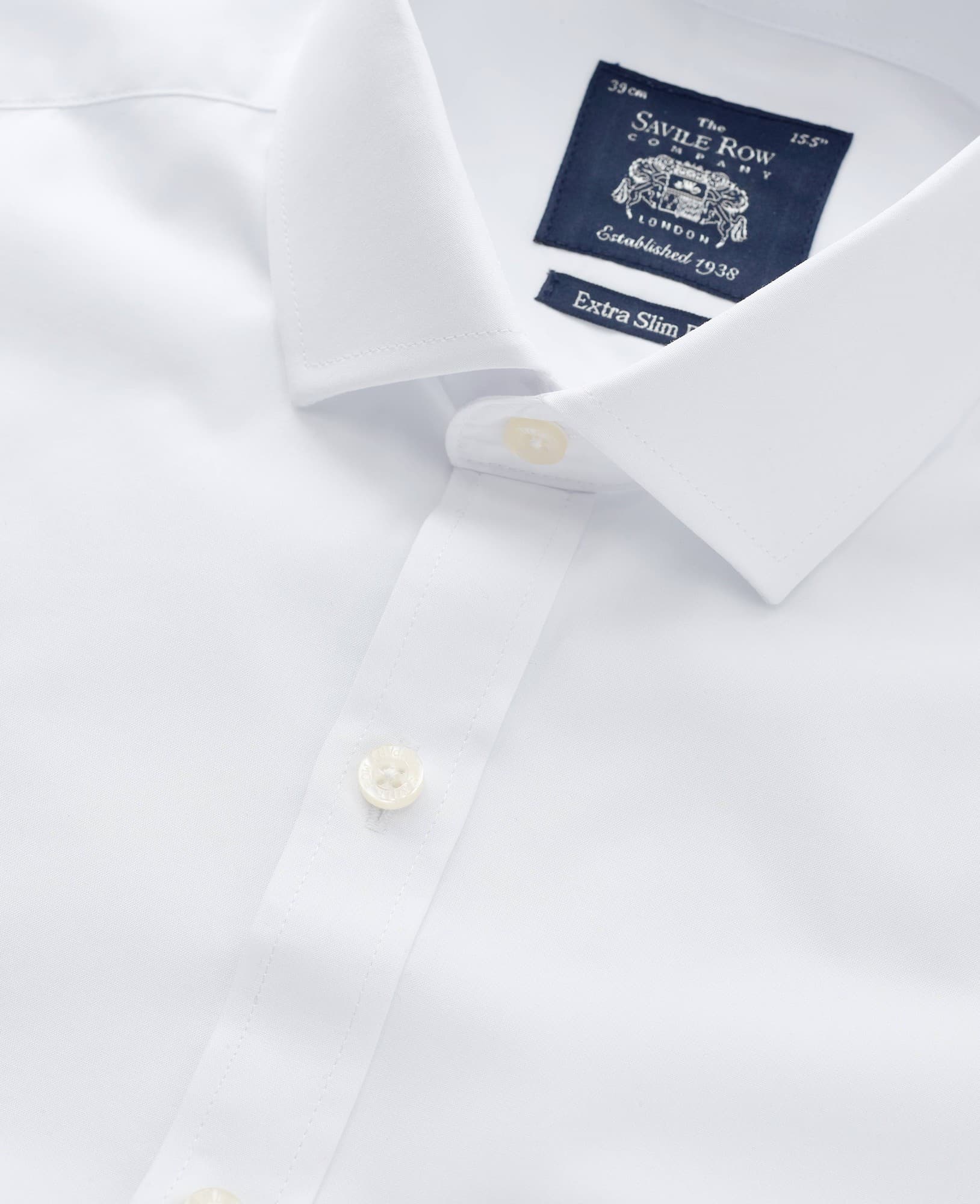 Men's White Poplin Extra Slim Fit Shirt - Single or Double Cuff - Size: 18" x Standard - 37" - Savile Row Company - image 5