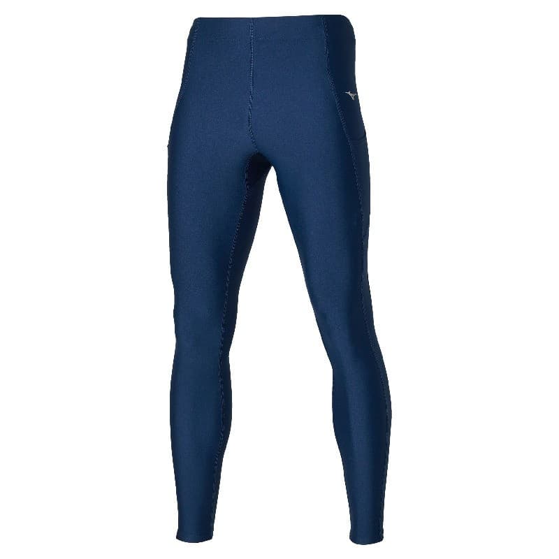 Mizuno Impulse Core Long Tights for men in Estate Blue, featuring a sleek, fitted design, made from stretchy material for comfort during workouts.