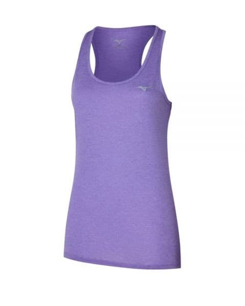Mizuno Impulse Core Tank in Paisley Purple, featuring a lightweight, breathable fabric, racerback design, and a subtle logo on the chest, available in size XS.