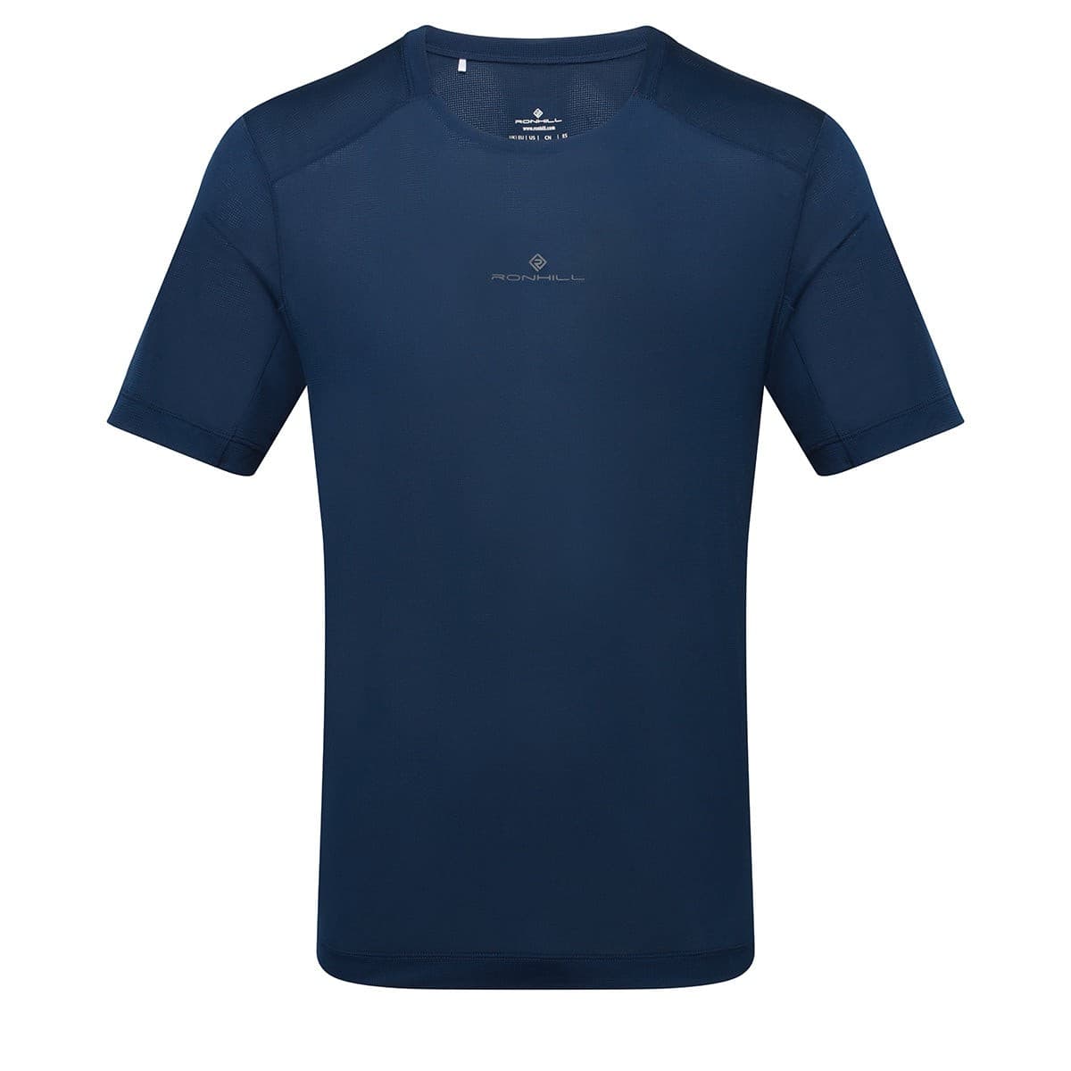 Dark navy short sleeve tee for men by Ronhill, featuring a lightweight, breathable fabric with a subtle logo on the chest and a classic crew neck design.
