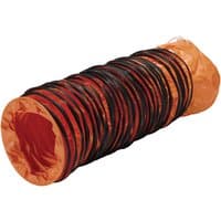 Orange and black Draper PVC ventilation ducting hose, 12"/300mm diameter, coiled with reinforced rings.