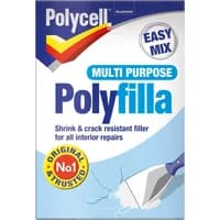 Polycell Multi Purpose Polyfilla Powder 900g box, blue and white with red and yellow logo, easy mix label.