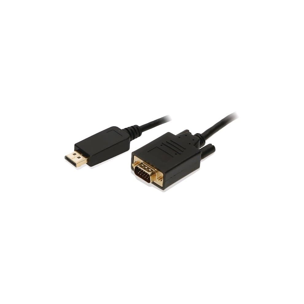 Black 2-Power CAB0052A video cable adapter featuring a standard HDMI Type A connector on one end and a VGA connector on the other, designed for video signal transmission.