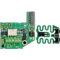 Green circuit board for 2N intercom system with connectors, relay, and electronic components.