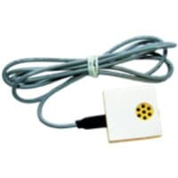 White 2N microphone with a square shape, yellow grille, and attached gray cable for security cameras.