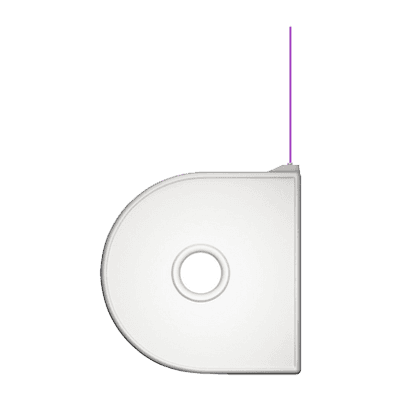Violet 3D cartridge for 3D Systems Cube, featuring a rounded edge and a central hole, made from durable PLA material, designed for 3D printing applications.