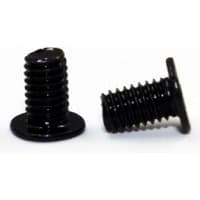 Black Acer laptop spare part screws, short and cylindrical with flat heads and threaded bodies.