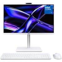 Acer Aspire C24 All-in-One Desktop, 23.8" screen, Intel Core i5, slim silver stand, white keyboard and mouse.
