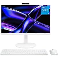 White Acer Aspire C27-A All-in-One Desktop with slim bezel, wireless keyboard, and mouse, featuring Intel Core i5.