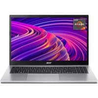 Acer Aspire Go 15 laptop, 15.6" Full HD display, silver body, black keyboard, AMD Ryzen 7 badge on screen corner.